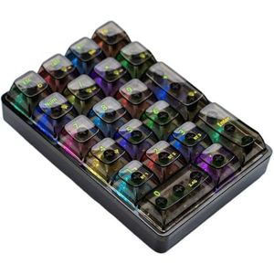 QPSJXN Bluetooth mechanische nummerpad, 21 toetsen, transparant toetsenbord voor Photoshop, gaming en boekhouding, zwart transparant