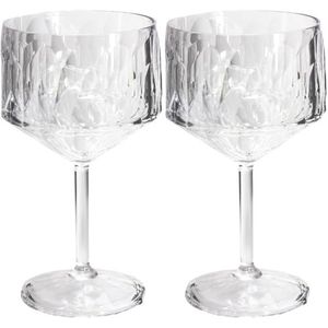 Koziol Superglas Club No. 15, 2 stuks, 400 ml, cocktail- en gin-glas met steel, van kristalhelder kunststof, luxe, onbreekbaar, herbruikbaar, party, camping, set van 2