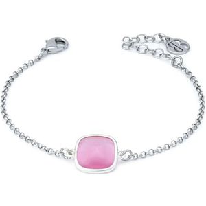 XB1014R armband met vierkant kristal roze baby, Brons