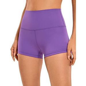 CRZ YOGA Dames Butterluxe Yoga Short 2.5''-Hoge Taille Workout Gym Leggings Hardlopen Spandex Biker Shorts Royal Lilac L