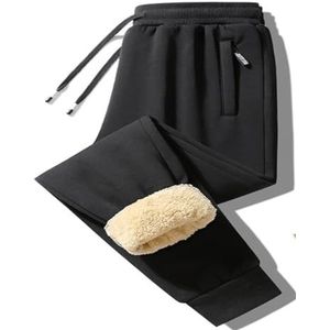 Fleece Joggingbroek For Heren Fleece Gevoerde Joggingbroek Casual Thermiek Trainingspak Warme Loungebroek(Noir,4XL)