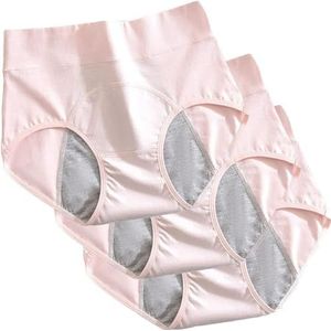 Incontinentie-ondergoed, menstruatieondergoed for dames, lekvrije beschermende slips, wasbaar urine-incontinentie-ondergoed for dames, katoen, herbruikbaar, 3 stuks (Color : Pink, Size : 2X-Large)