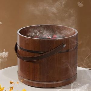 MegLob Ceder Houten Voet Spa Badbassin, Huishoudelijke Pedicure Voet Bad Spa Emmer, Grote Voet Weken Kuip Met Zachte Handgreep, Pedicure Voet Spa Emmer, Pedicure Vat Voor Voetbad,30cm with lid
