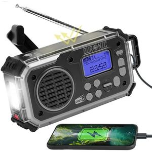 Duronic SDAB1 Draagbare Radio DAB+ met Batterij of 3 AAA-batterijen Zonne-energie Handdynamo digitale Radio Zaklamp SOS-alarm Camping Wandelen Buiten Noodgevallen