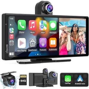 Carpuride W903 - Draagbare Draadloze Carplay & Android Auto - 9,3 inch HD IPS Scherm - Met Dashcam