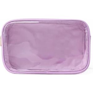 PVC transparante tas duidelijk reizen opslag organisator make-up cosmetische tas zakjes transparante waterdichte toilettas doorzichtige draagtas (kleur: paars, maat: S)