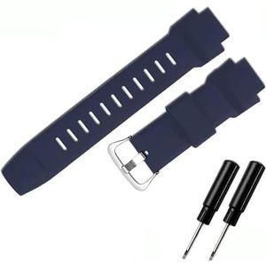 yeziu 18mm Siliconen Polsband Voor Casio PROTREK PRG-260/270/550/250 PRW-3500/2500/ 5100 Vervanging Armband Accessoires(Dark Blue-silver)