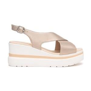 Nero Giardini - Sandaal - Beige - Gesp - Sleehak - Hoge Hak (7-10 cm)
