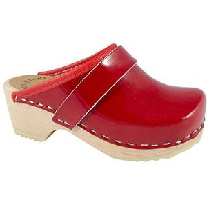 MB Clogs Originele Zweedse klompen houten klompen lakleer rood, rood, 30 EU