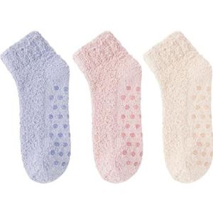 YIJIANUO 3 Paar Herfst Winter Antislip Koraal Vloer Sokken Tapijt Slaap Slippers Indoor Thuis Korte Sok Vrouwen Dikke Warme Sokken, Set 6, One size