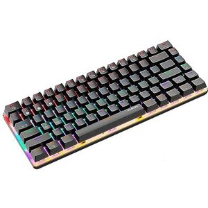 AK33 Bluetooth Gaming Mechanische Toetsenbord, Draadloze & Bedrade Twee Modus 3 Bluetooth-Verbindingskanalen, 18 RGB Regenboog Backlit, 82 sleutel Anti-ghosting (Blauwe Schakelaar, Zwart)