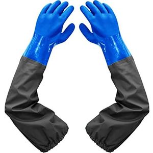 Vijverhandschoenen, lange zandstraalhandschoenen, zuren en logen bestand, waterdicht PU-rubber handschoenen, dikke vishandschoenen voor aquarium en vijververzorging Vijverhandschoenen, lange zandstraalhandschoenen, zuren en logen bestand, waterdicht PU-rubber handschoenen, dikke vishandschoenen voor aquarium en vijververzorging