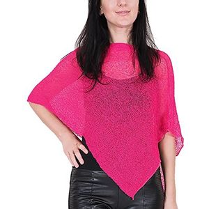 Mimosa Dames Plain Stretch Kant Visnet Bali Gehaakte Batwing Kleine Poncho, roze (hot pink), One size
