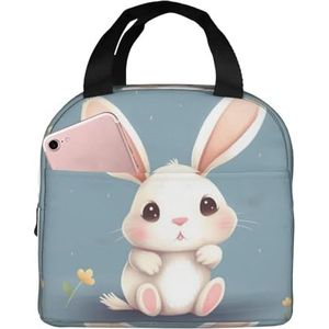 GeRRiT Cartoon Leuke Bunny Gedrukt Geïsoleerde Lunch Bag Draagbare Lunch Bag Draagbare Opbergtas