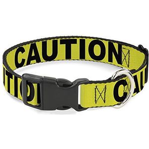 Buckle-Down Kunststof Clip Kraag - LET OP Geel/Zwart - 1/2"" Breed - Past 8-12"" Nek - Medium