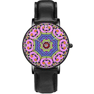 Kleurrijke Ronde Sier Geometrische Persoonlijkheid Business Casual Horloges Mannen Vrouwen Quartz Analoge Horloges, Zwart