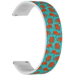 Solo Loop Strap Compatibel met Amazfit Bip 3, Bip 3 Pro, Bip U Pro, Bip, Bip Lite, Bip S, Bip S lite, Bip U (Fun Orange Octopus On Turquoise) Quick-Release 20 mm rekbare siliconen band band