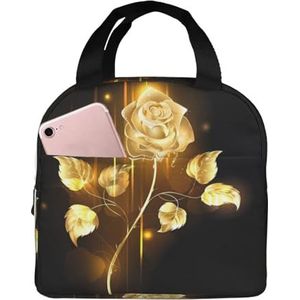 Gold Rose Unisex verdikte geïsoleerde lunchtas met voorvak voor werk, reizen, wandelen, picknick