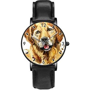 Golden Retriever Hond Persoonlijkheid Business Casual Horloges Mannen Vrouwen Quartz Analoge Horloges, Zwart