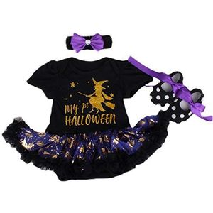 BABYPREG Peuter meisjes Eerste Halloween-kostuum Kleding voor Thanksgiving Baby Pompoen Jurk (6-9 maanden, Zwart)