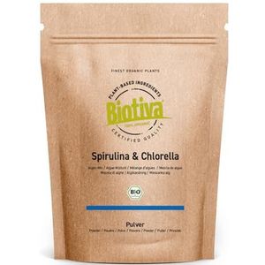 Biotiva Chlorella en Spirulina Poeder Bio 500g - Algen - veganistisch - Chlorella Vulgaris - Gebotteld en gecontroleerd in Duitsland (DE-Öko-005)