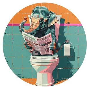 DEQORI Rond wandbehang, zelfklevend, diameter 120 cm, olifant-motief, textielcanvas, verwijderbaar, decoratief en vormvast, voor woonkamer, kantoor, hal of kinderkamer