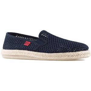 Andrés Machado - mocassins dames/mocassins heren - AM500 - voor de zomer - slippers - in linnen met rubberen antislip zool – Donker blauw netwerk, EU 43