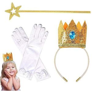 Prinsessenkroon, Prinsessenaccessoires | Crown Wand Handschoenen Prinsessen Kostuum Cosplay | Prinsessen Prop Prinses Verkleedset voor kleine meisjes