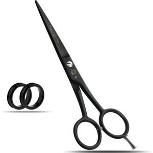 Wishbeauty kappersschaar voor professionele kappers, kappers, roestvrij staal, mannen, vrouwen, kinderen en volwassenen (zwart, 15 cm)