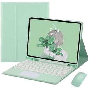 Toetsenbordhoes Voor Samsung Galaxy Tab A8 10,5"" Model SM-X200 X205 X207, Oplaadbaar Bluetooth-Toetsenbord Met Touchpad, Ingebouwde Potloodhouder, Tabletmuis,Groen