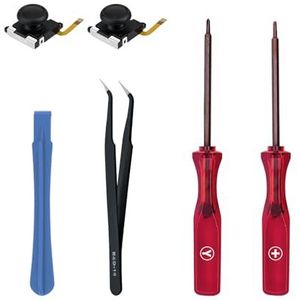 Tolesum 3D Hall-effectsensor, vervangbare joystick voor NS Switch/OLED Joy-Con/Switch Lite Controller, duimdoppen met schroevendraaierreparatieset