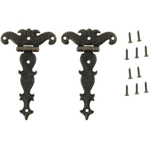 2 stuks antiek brons/zwart/wit scharnier voor ramen kast kast kledingkast deuren houten kisten sieradenetui met schroeven 112 x 69 mm (kleur: antiek brons)