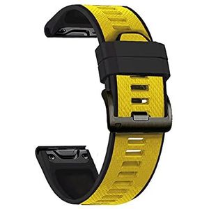 LUGEMA Snel compatibel met riem compatibel met Garmin Epix Sport Smart Watch Band 22mm Silicone Watchband Compatibel met Garmin MARQ/Nadering S62 / Fenix5 6 7 armband(Yellow black,For Fenix 6)