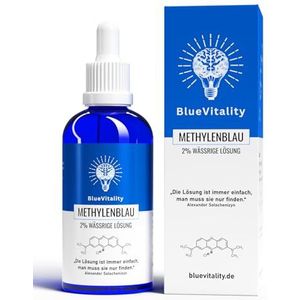 BlueVitality 2% | dubbele concentratie | 100 ml methyleenblauw 2% oplossing | farmaceutische kwaliteit | 100% zuiver USP | Made in Germany | onafhankelijk laboratorium getest | pipet inbegrepen