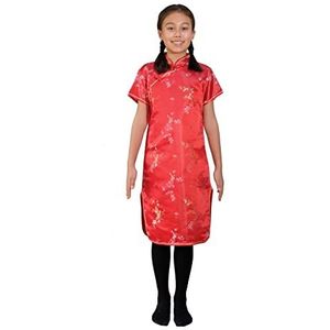 Cinda Meisje bloemen oosterse Chinese jurk Qipao Cheongsam, rood, 6-7 Jaren