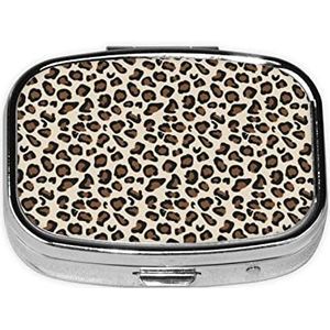 Mini vierkante pillendoos, medicijnorganizer, draagbare EHBO-doos, pillendoos met luipaardprint, reispillendoos met 2 vakken, kleine pillendoos voor zak of portemonnee