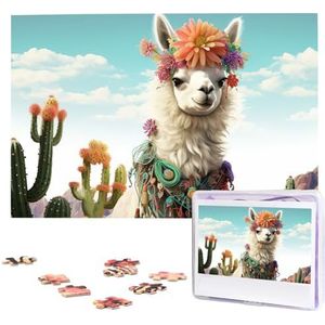 1000 stukjes puzzel voor volwassenen uitdagende puzzel voor spel nachten geschenken gepersonaliseerde foto puzzel Mexicaanse lama cactus aangepaste houten puzzel voor familie, afgewerkte grootte 74,9
