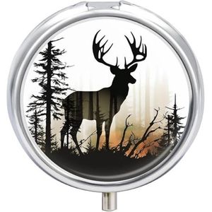 Reizen Pillendoos Pil Case Herten Silhouet Draagbare Pil Container Kleine Pillendoos Pil Organizer Pocket Geneeskunde Doos Dagelijkse Pil Dozen Mini Pil Organizer