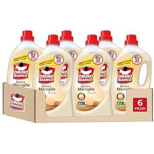 Omino Bianco - Vloeibaar wasmiddel, 312 wasbeurten, respecteert kleuren en stoffen, frisse geur met Marseiller hartzessence, 2600 ml x 6 verpakkingen
