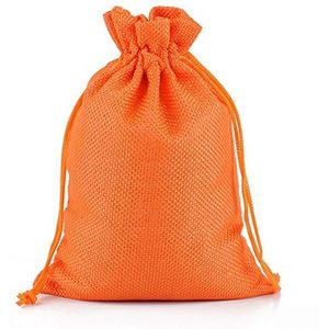 Jute zakken, jute zakken 2-10 stuks jute trekkoord natuurlijke jute tas jute geschenkzakken meerdere maten sieraden verpakking bruiloft doe-het-zelf jute zakken (kleur: oranje, maat: 5 stuks 13 x 18