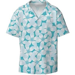 OdDdot Tropische hibiscus bloemenprint heren button down shirt korte mouw casual shirt voor mannen zomer business casual overhemd, Zwart, XXL