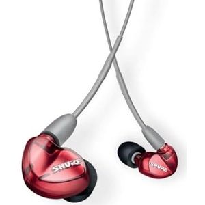 Shure SE535LTD-EFS Professionele hoofdtelefoon, bekabeld, geluidsisolatie met drie high-definition microconverters, surround-sound met diepe bassen, 3,5 mm kabel, rood