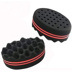 Xrten 2 stuks haarspons, grote gaten, kapper, haarborstel, spons, twist spons, afro krul, spoel, golf, haarverzorging