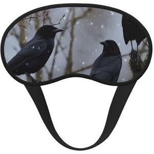 Slaapmasker voor zijslaper, zijden slaapmasker met elastische band, super zachte oogslaapschaduwhoes, zwarte kraai, vogels, verduisterend, nachtblinddoek voor vrouwen en mannen, reizen