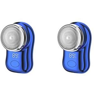 2 Set Elektrische Mini Scheerapparaat Voor Mannen Draagbare Elektrische Scheermes voor Thuis Outdoor Reizen Blauw