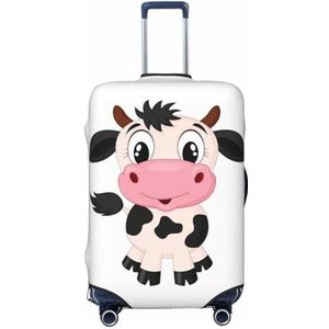 LAMAME Schedel bedrukte koffer cover elastische beschermhoes wasbare bagagehoes, Cartoon Melk Koe, XL