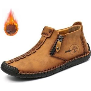 Phanile herenschoenen, boogondersteuning voor heren & ademend en licht en antislip schoenen, handstikkende herenlaarzen, lederen waterdichte wandelschoenen, comfortabele leren laarzen buiten wandelen