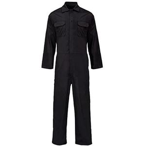 Heren Heavy Duty Boilersuit Regular Volwassenen Werkkleding Boiler Pak Popper Voorkant Overall Elastische Taille Overall (Zwart 4X-Large)