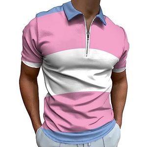 Vioolpatroon op pastel poloshirt voor heren, casual T-shirts met ritssluiting en kraag, golftops, slim fit