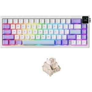 QPSJXN Draadloos Mechanisch Toetsenbord Met Drie Modi Hot Swappable RGB DIY Scherm AK650 (ZM Paars wit)